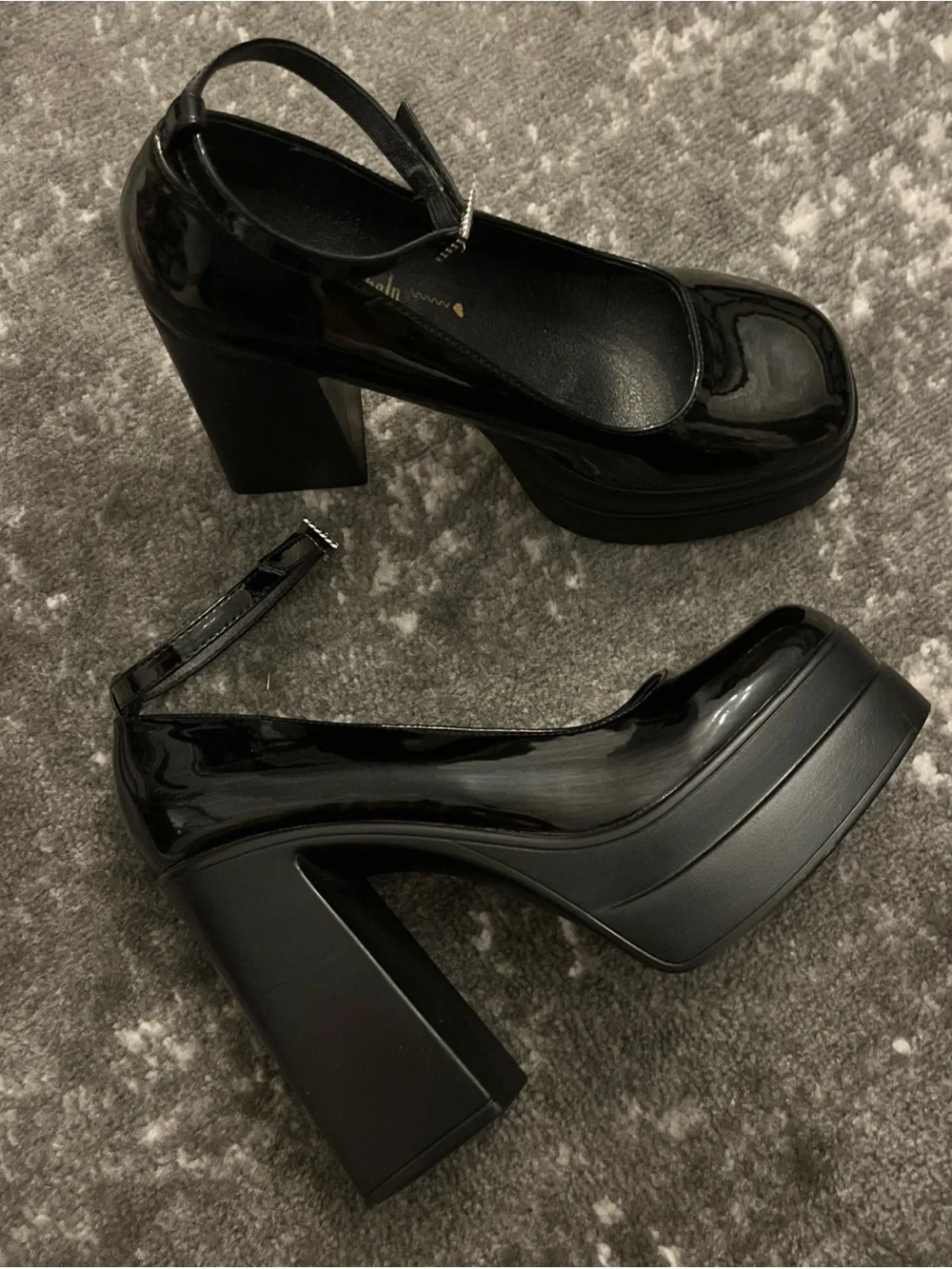 Platform Mary Jane Heels in Black